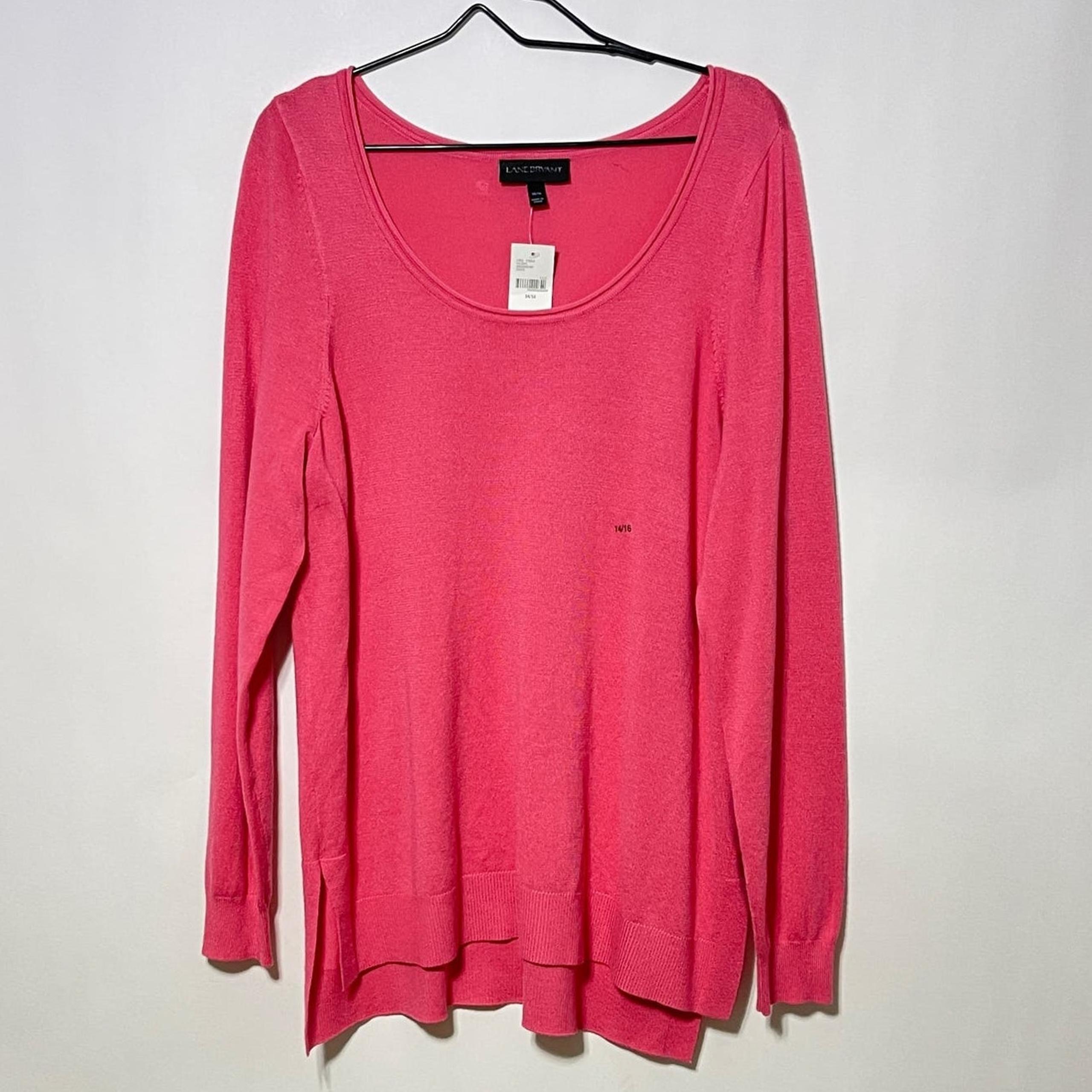 Lane Bryant Sweater Women's 14/16 Pink Knit Long Sleeve Scoop Neck Pullover Top