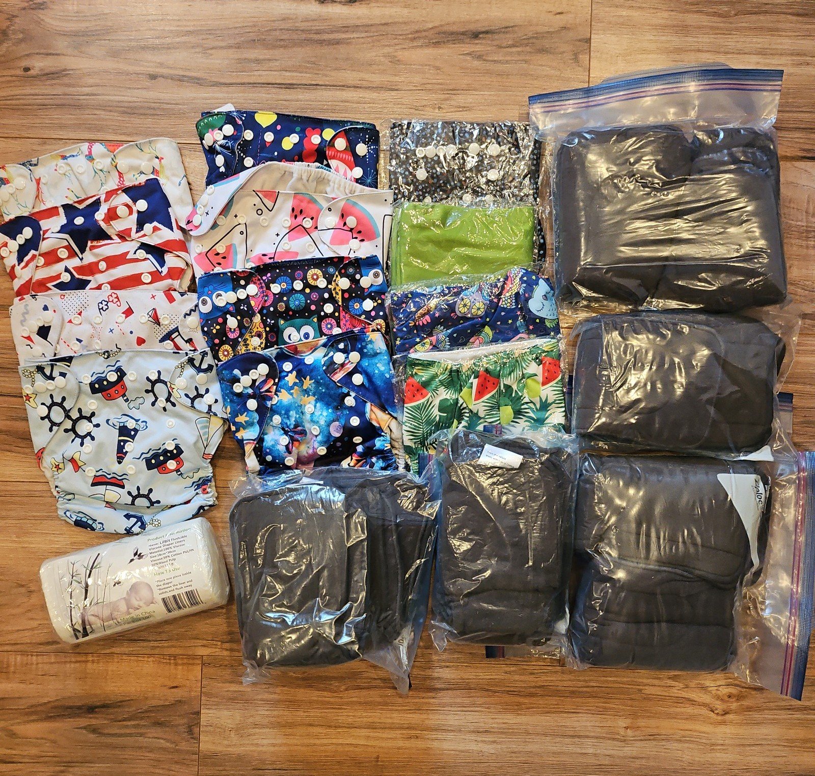 Cloth pocket diapers with inserts and liners BUNDLE!