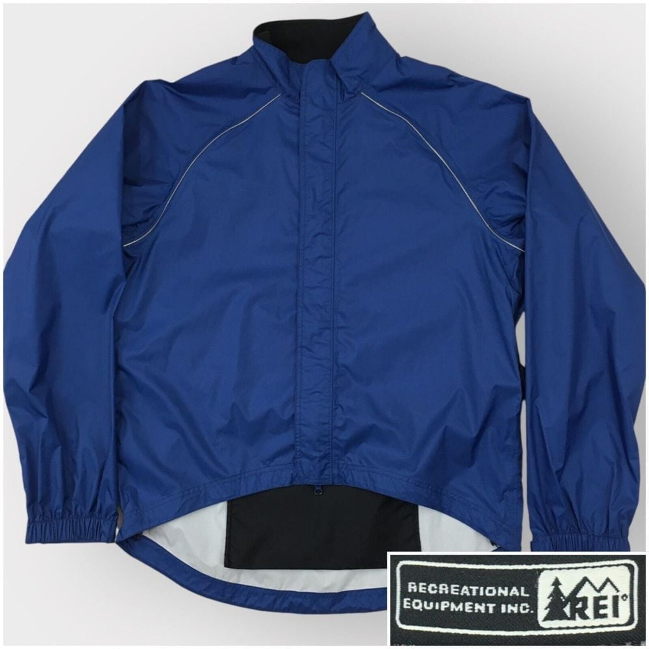 Vintage REI Jacket Blue Rain Coat Parka Men's Size L Nylon Pockets