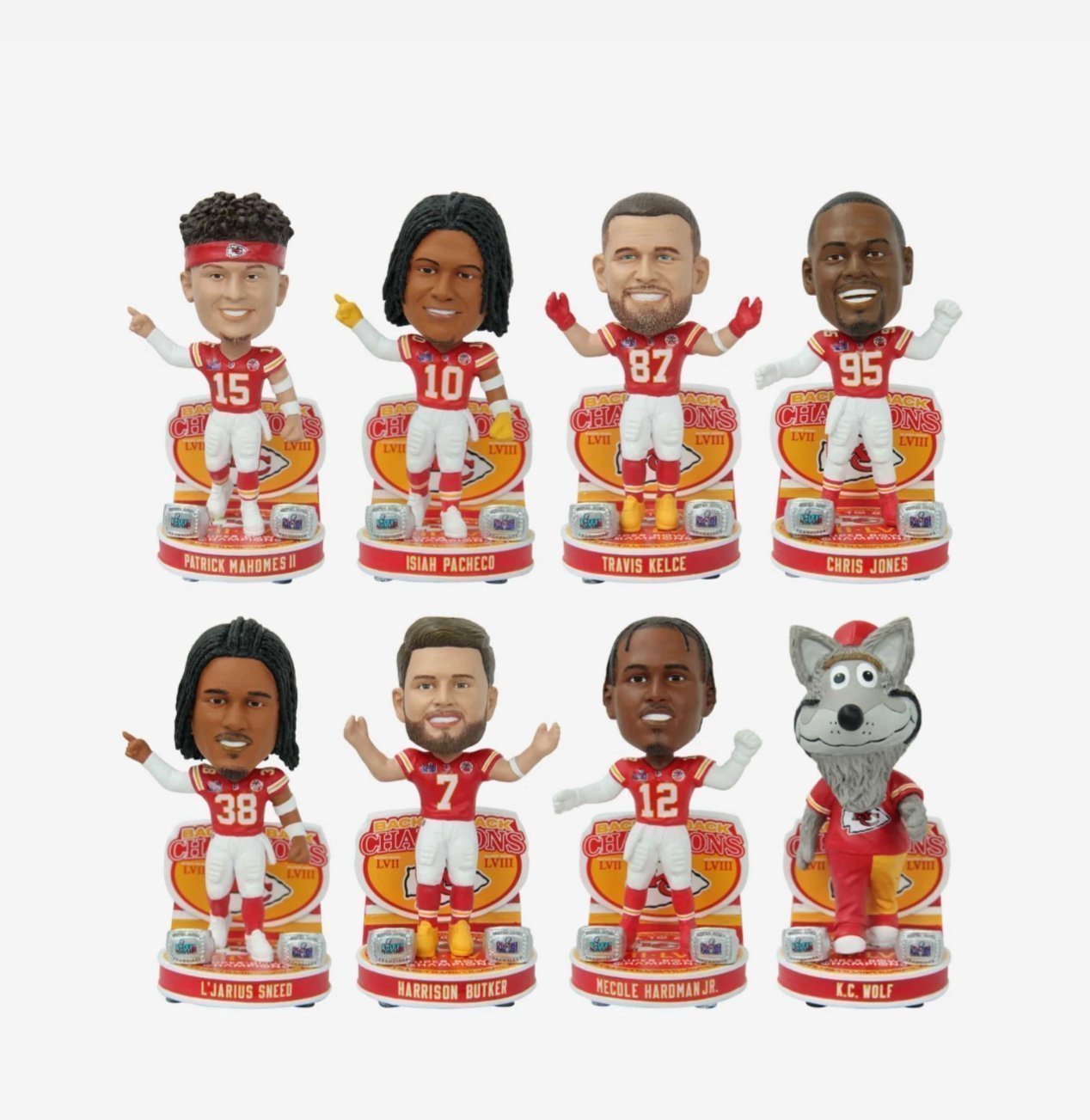 Kansas City Chiefs Super Bowl LVIII Champions Mini Bobblehead Boxed Set FOCO NEW
