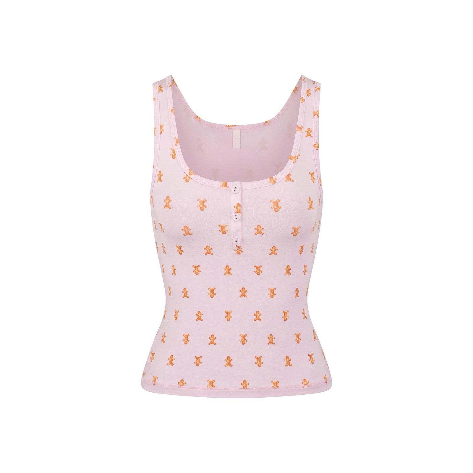 Skims Sleep Henley Tank | Gingerbread Print | Size S (Matching pants available