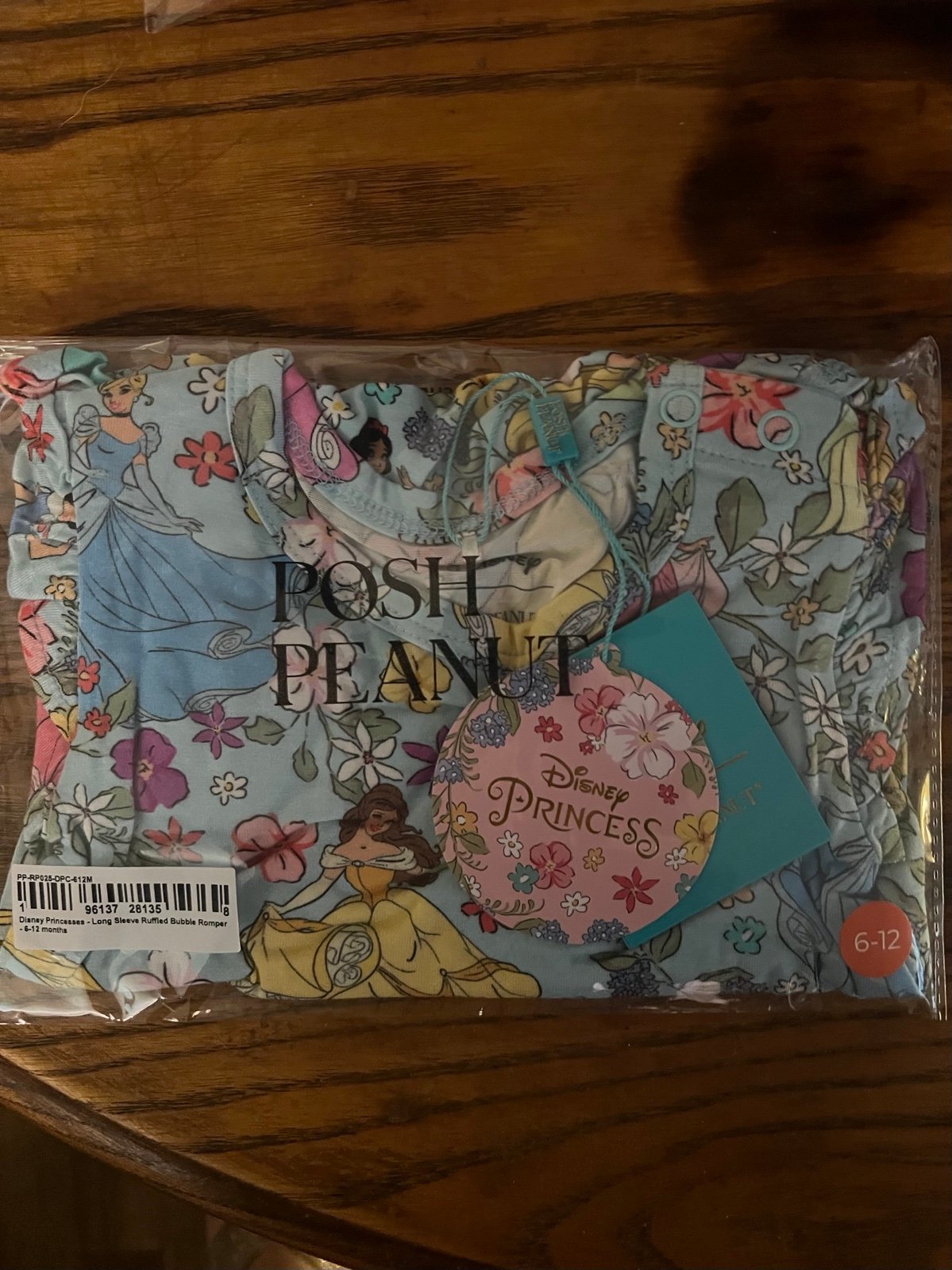 Posh peanut disney princess long sleeve bubble romper 6-12m NIB