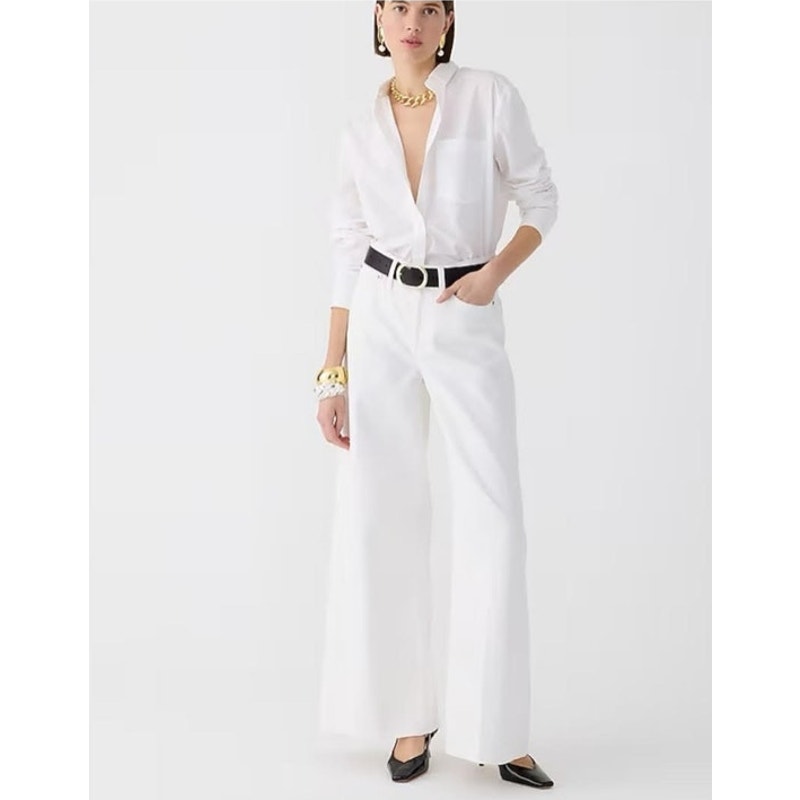 NWT J. Crew High-Rise Superwide-Leg Jean In White 26