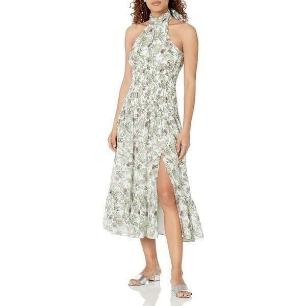 Cinq a Sept Dover Halter Neck Floral Midi Spring Dress Sleeveless Size 12