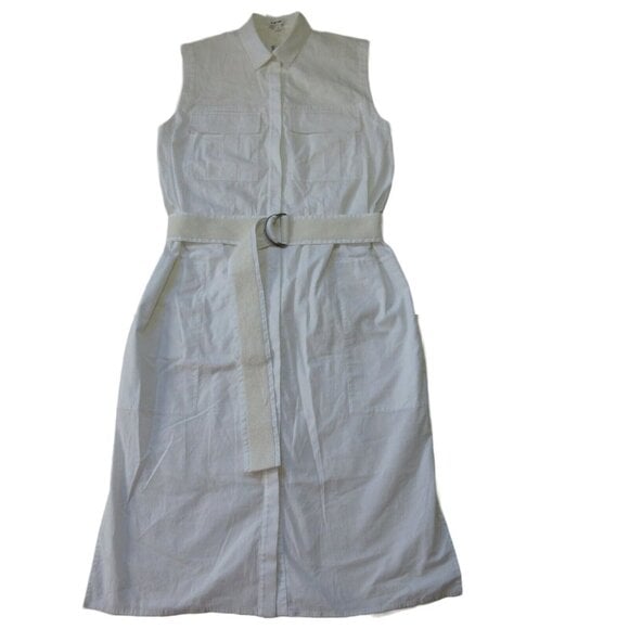 NWT Helmut Lang Optic White Washed Bellow Poplin Cotton Shirt Dress 6 495