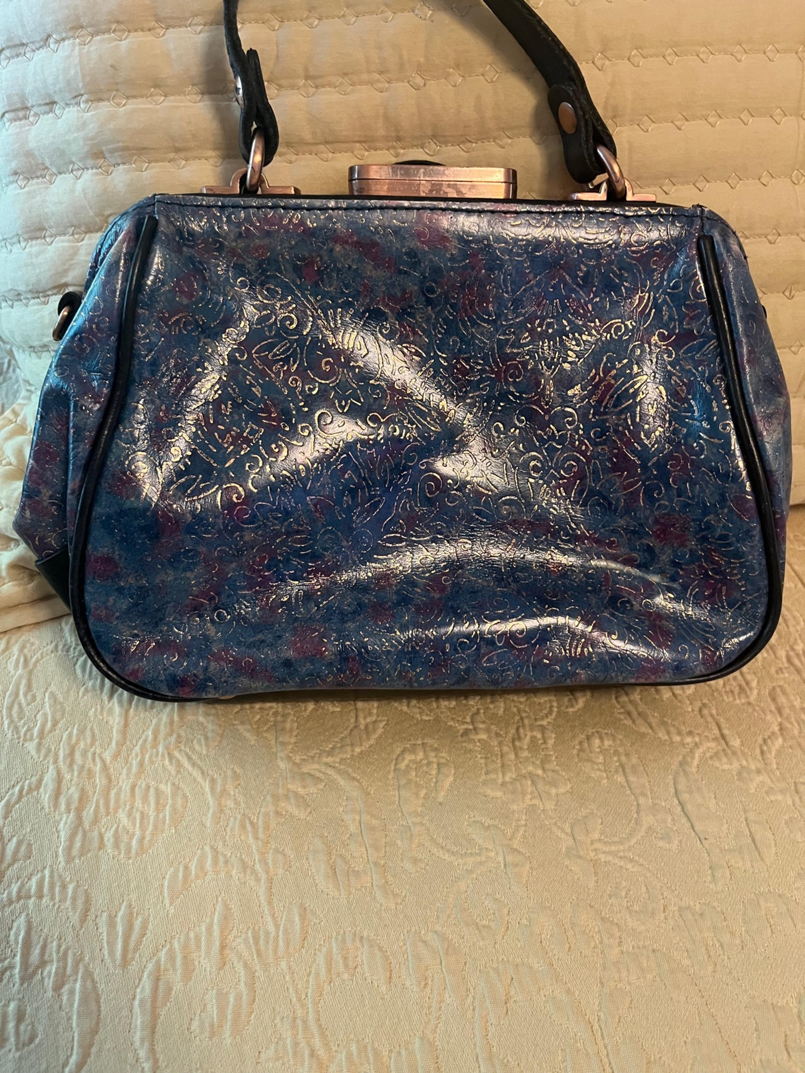 Patricia Nash Blue Tooled Satchel
