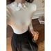 Commense White Long Sleeve Sweater with Unique Floral Collar Detail XL