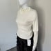 Commense White Long Sleeve Sweater with Unique Floral Collar Detail XL