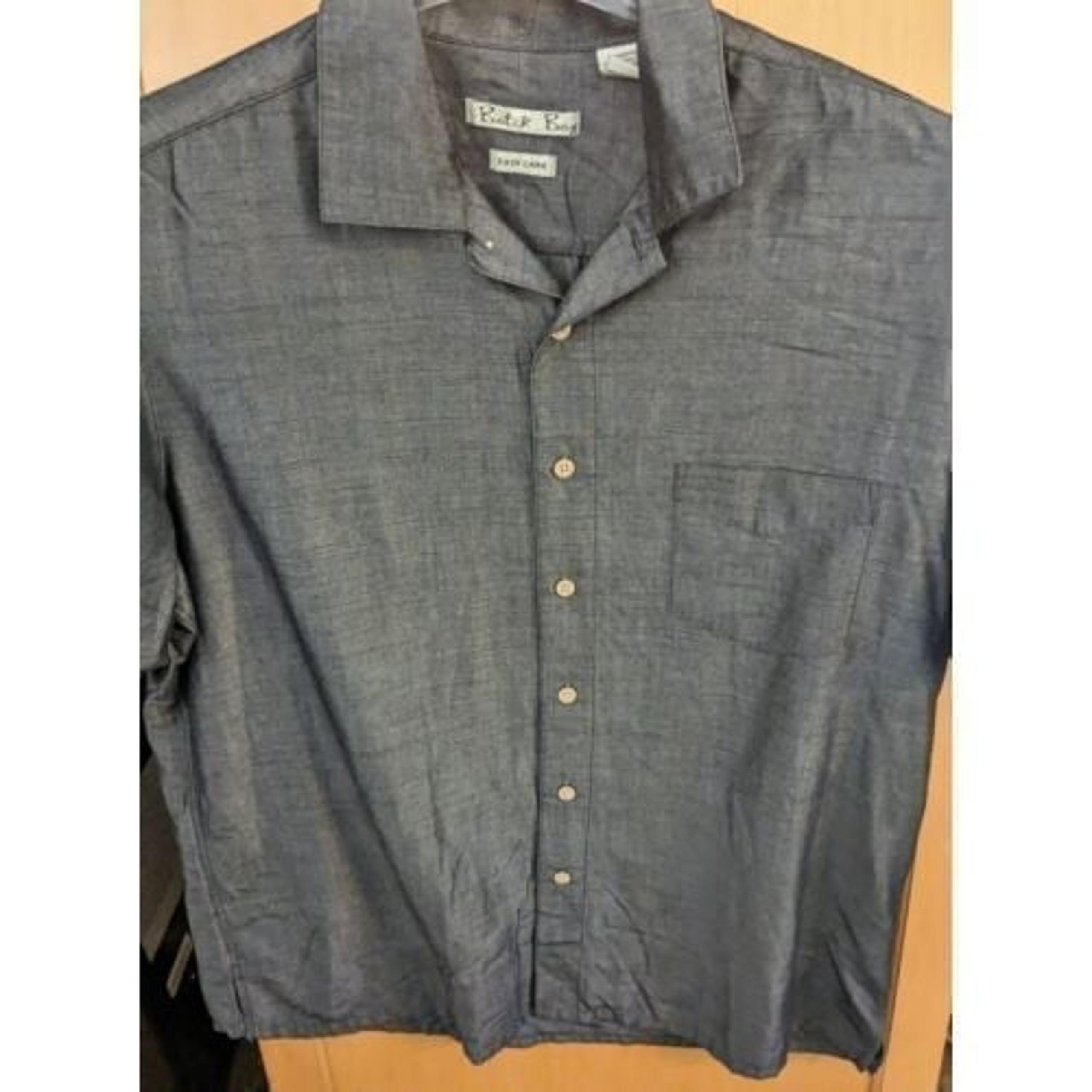Batik Bay Mens Shirt XL blue/gray  summer casual Short Sleeve Button