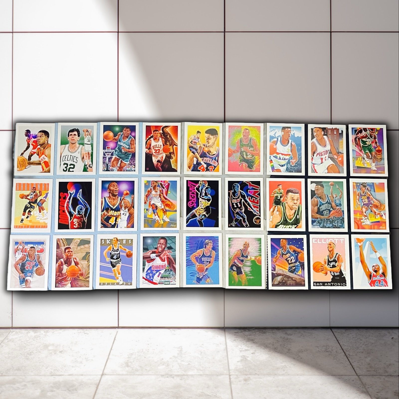 1991-92 NBA Hoops Series 2 Team Checklist Art Cards Complete Set #503 - #529