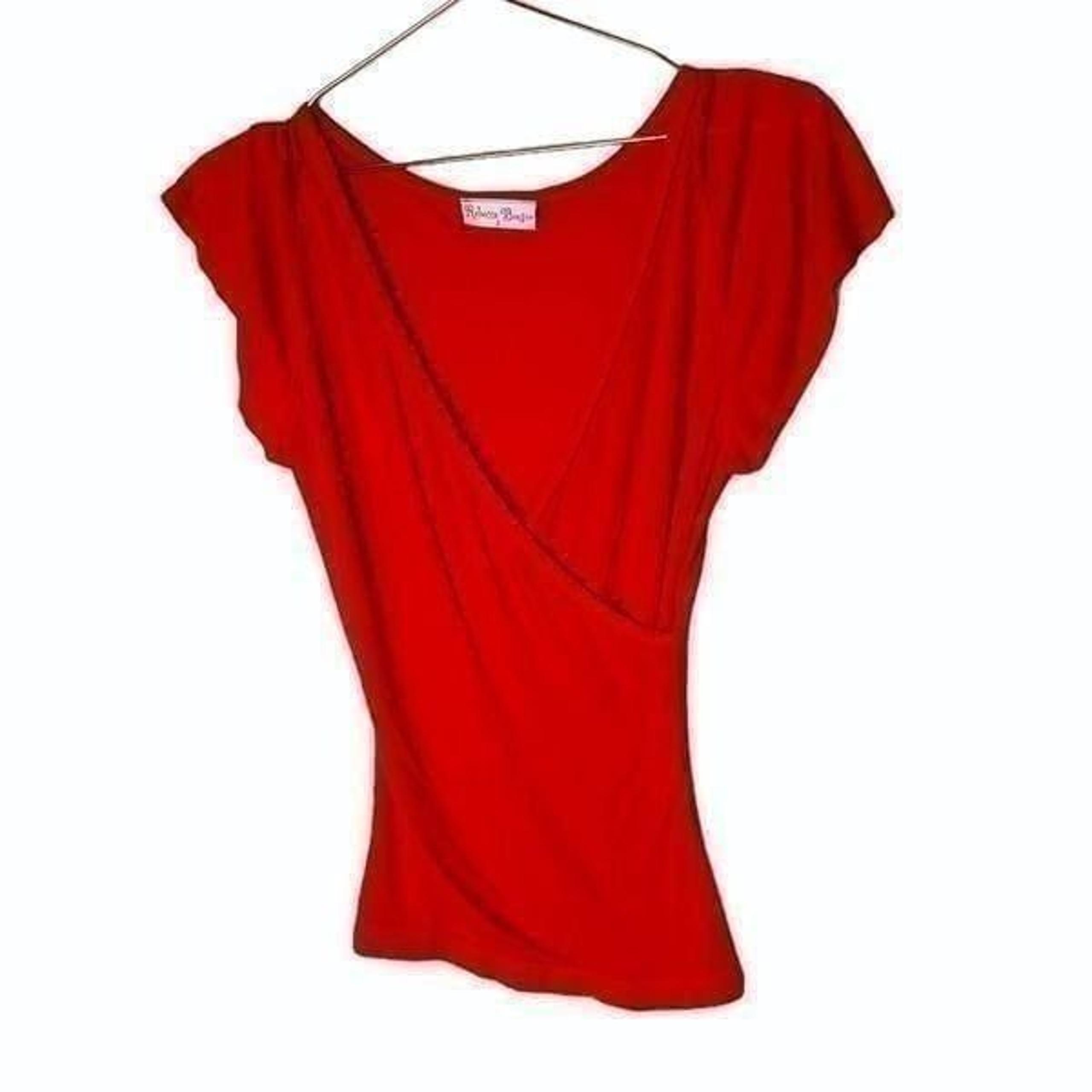 EUC Rebecca Beeson Red V Neck Top 2