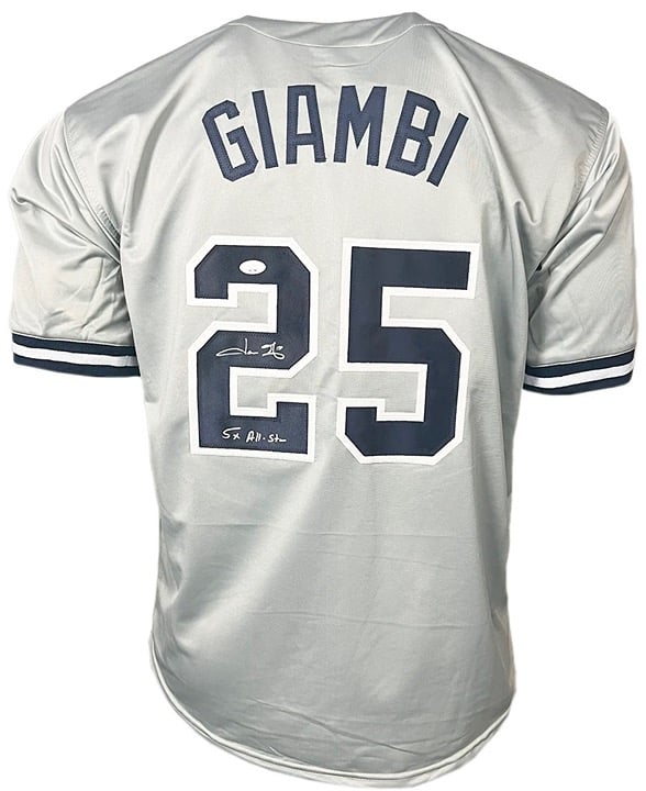 Jason Giambi Signed 5x All Star Insc Custom New York Grey Baseball Jersey JSA