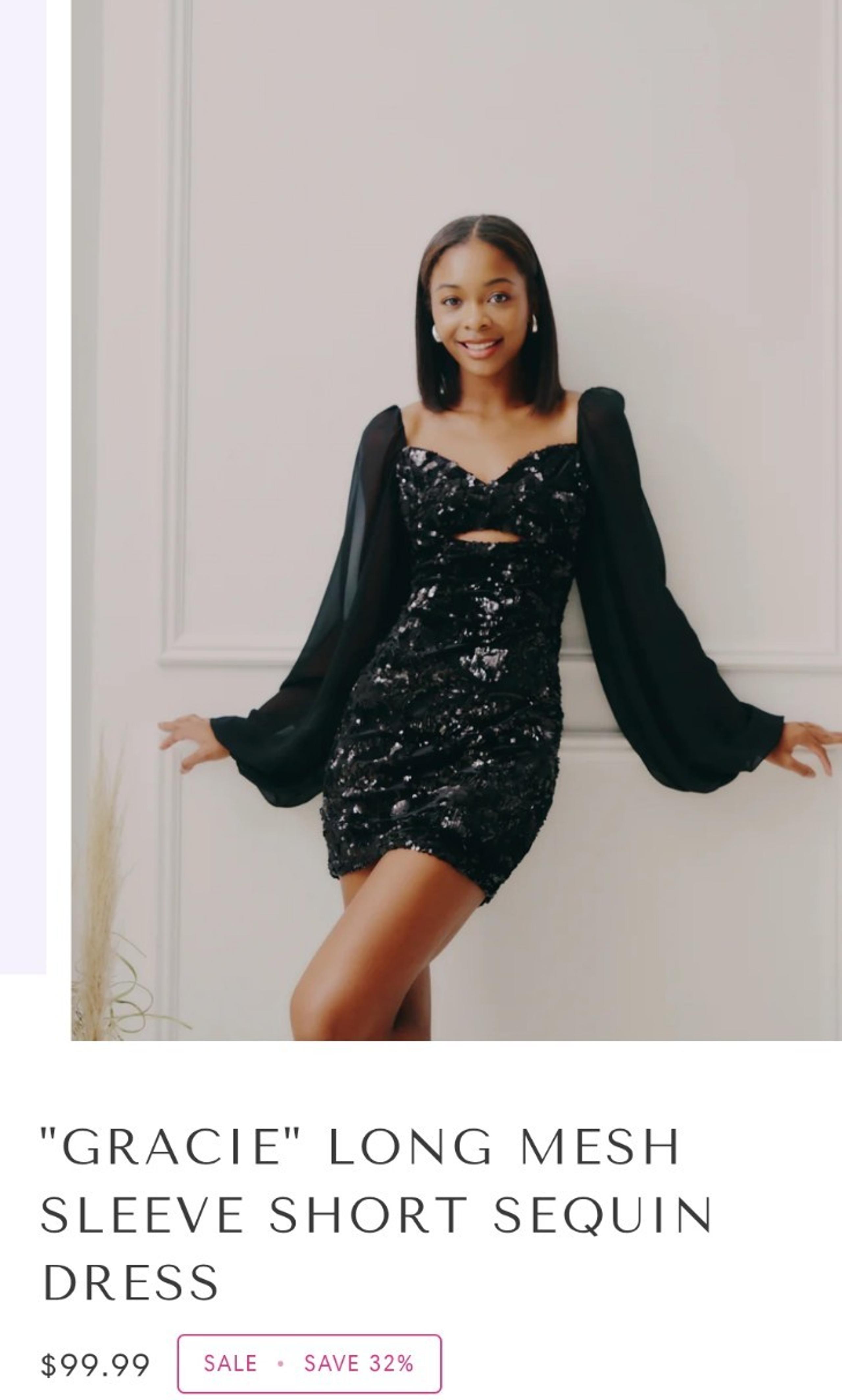 Blondie Nites - Gracie - long sleeve short sequin dress