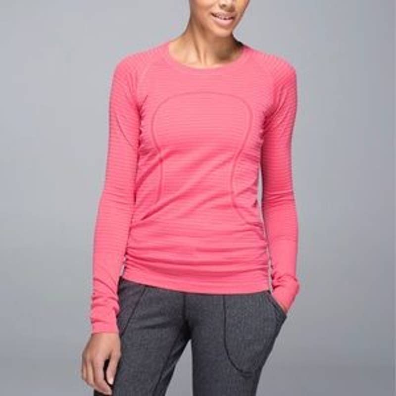 Lululemon Swiftly Tech Long Sleeve Crew Rugby Stripe Tonal Heathered Boom Juice