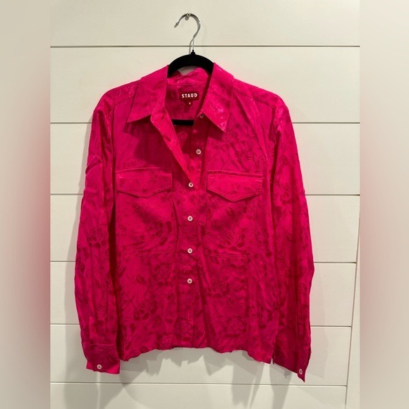 Staud pink damask Alyssa top