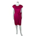 Vintage 80s Silk Dress Women's Medium Fuchsia Pink Cutout Ruched Waist Cocktail