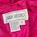 Vintage 80s Silk Dress Women's Medium Fuchsia Pink Cutout Ruched Waist Cocktail