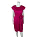 Vintage 80s Silk Dress Women's Medium Fuchsia Pink Cutout Ruched Waist Cocktail