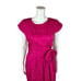 Vintage 80s Silk Dress Women's Medium Fuchsia Pink Cutout Ruched Waist Cocktail