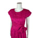 Vintage 80s Silk Dress Women's Medium Fuchsia Pink Cutout Ruched Waist Cocktail