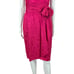 Vintage 80s Silk Dress Women's Medium Fuchsia Pink Cutout Ruched Waist Cocktail