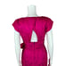 Vintage 80s Silk Dress Women's Medium Fuchsia Pink Cutout Ruched Waist Cocktail