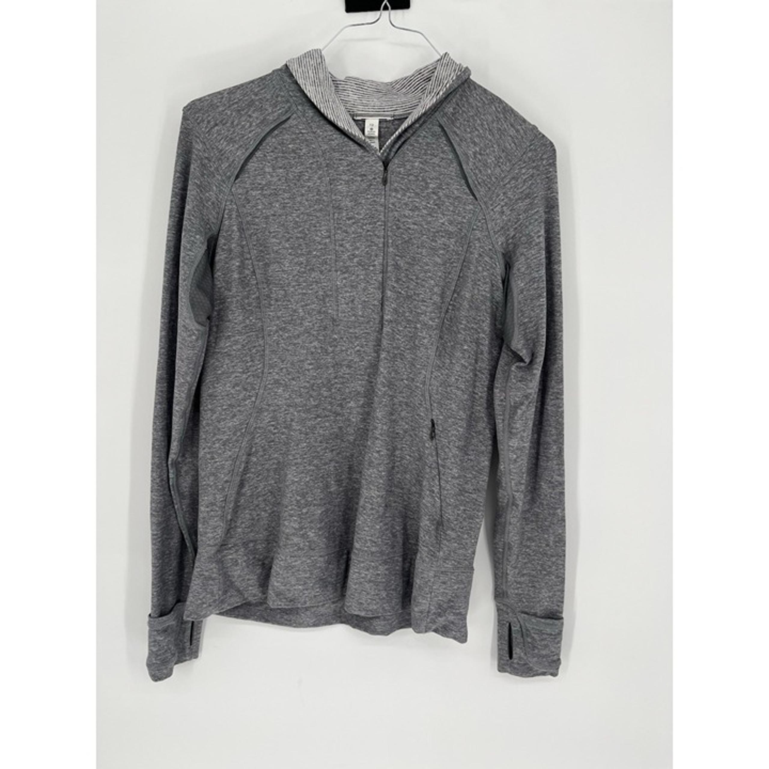 Lululemon Think Fast Pullover Heathered Slate/Tonka Striped Women’s Size 12