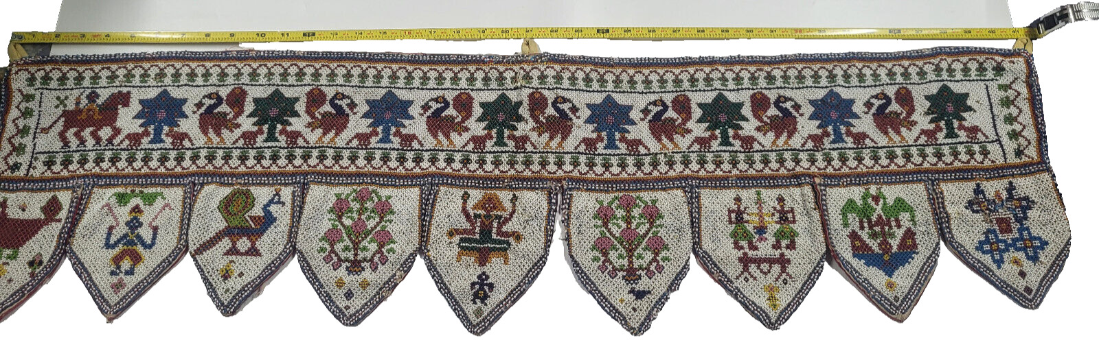 Vintage Made In India Beaded Toran Tapestry 40