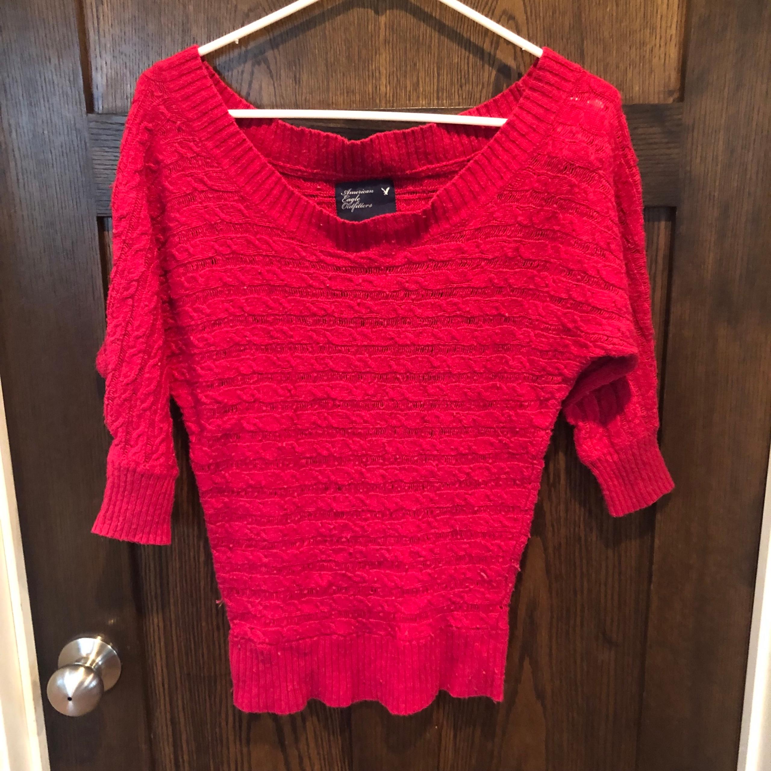 American Eagle  Sweater Womens Small Scoop Neck Cable Knit Pink