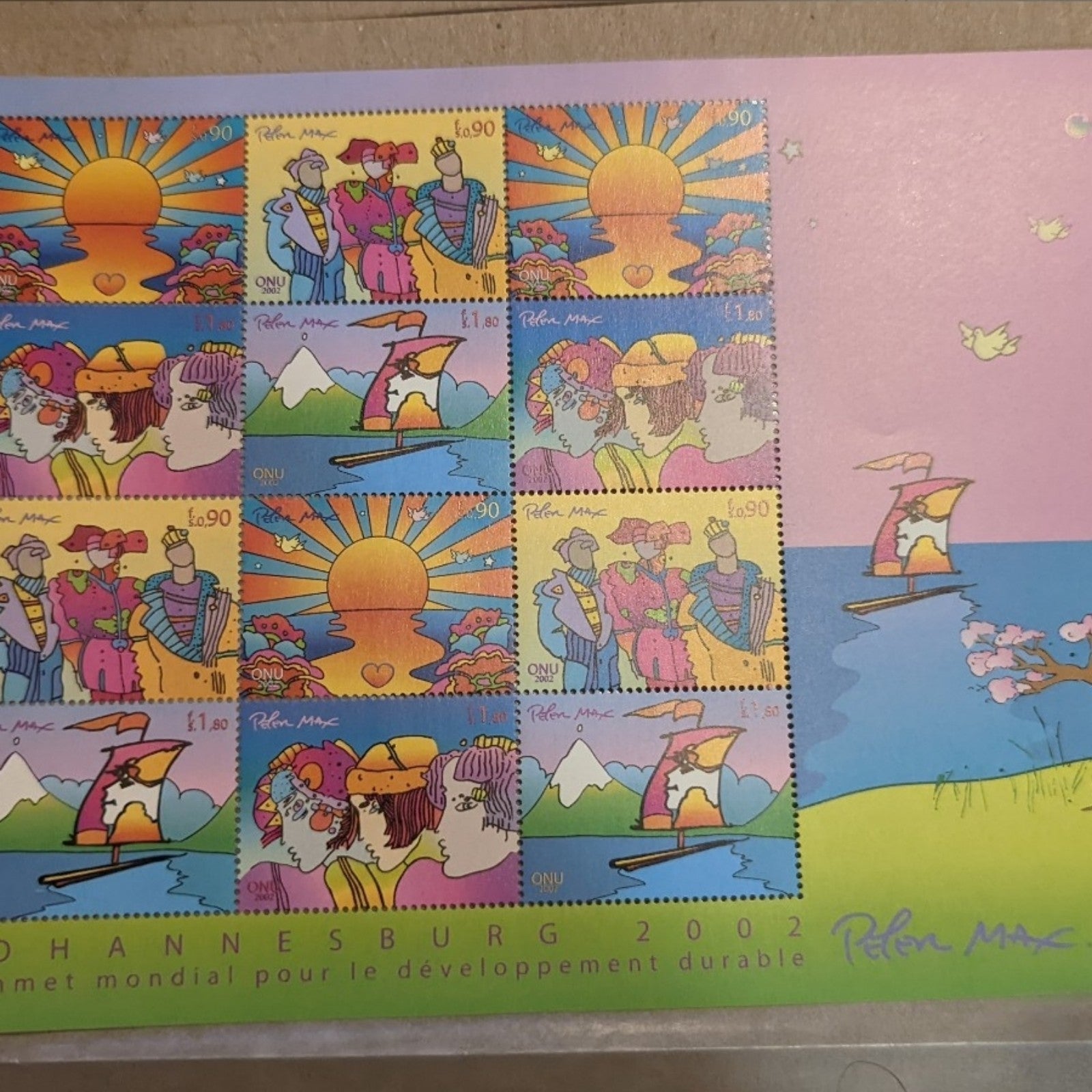 Peter Max Vinatge Stamp Sheet 2002 MNH
