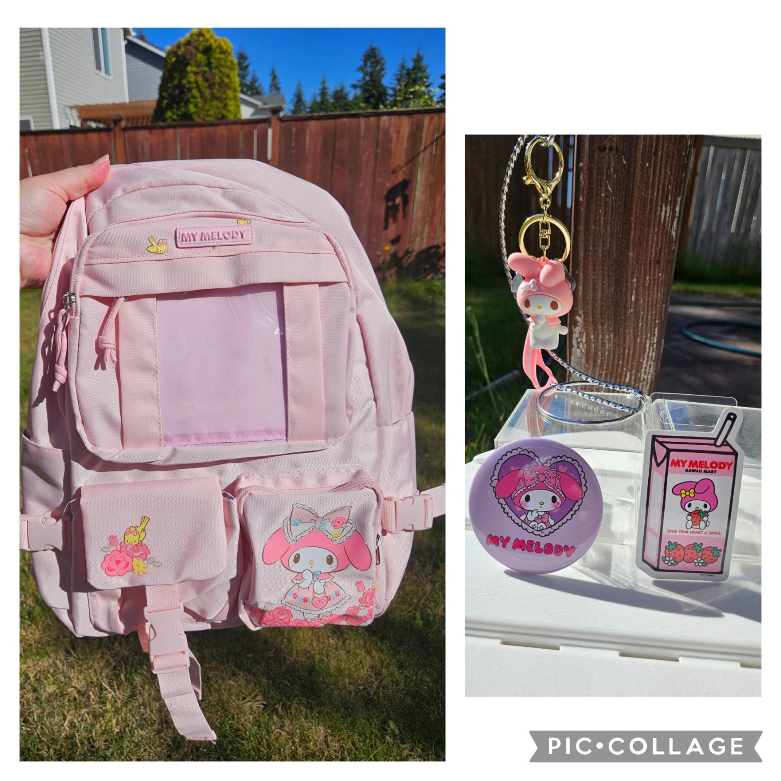 My Melody Pink Floral Multi Pocket Backpack EXTRA LARGE Set A
