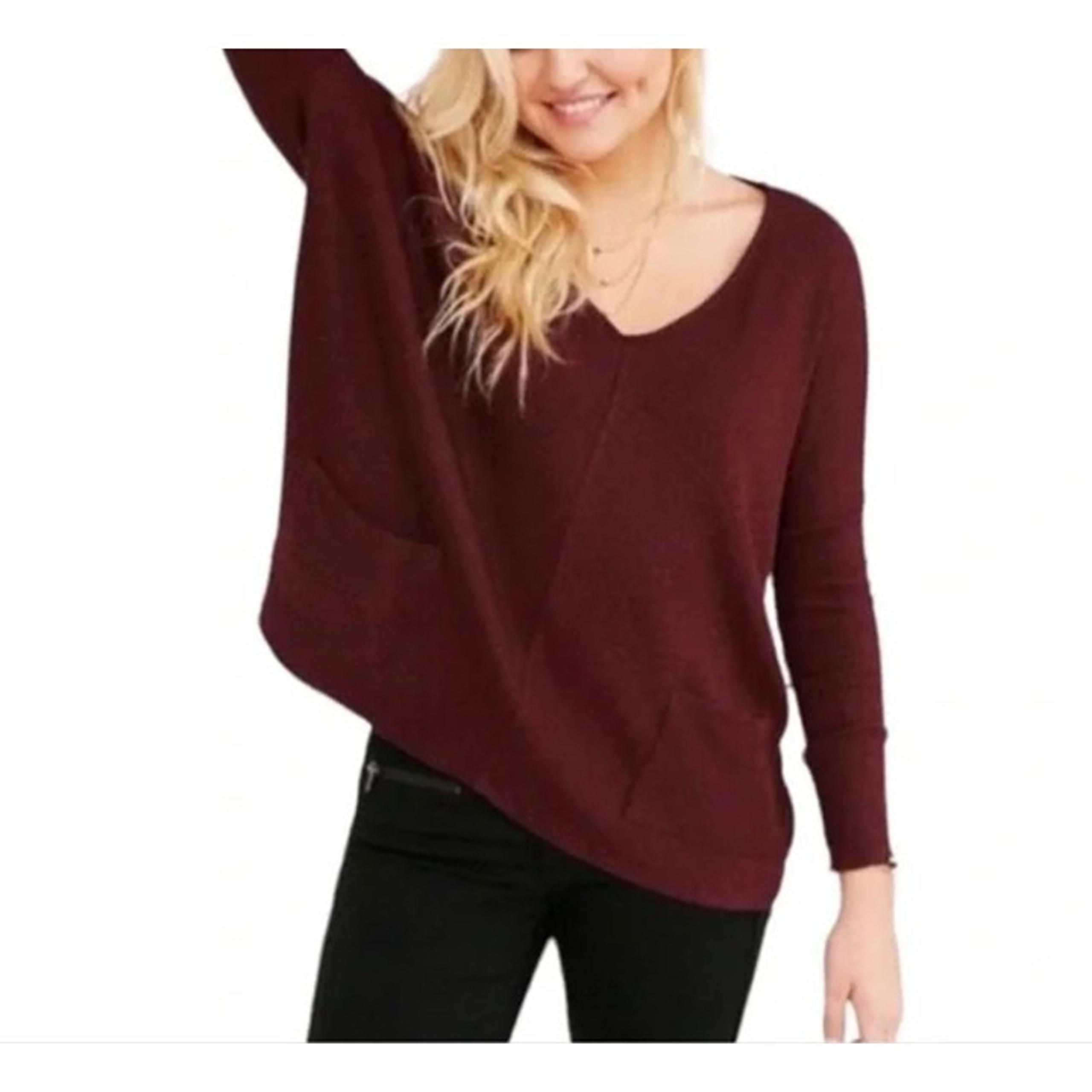 BDG Urban Outfitters Mia Pocket Burgundy Maroon Oversized Waffle Knit Pullover M