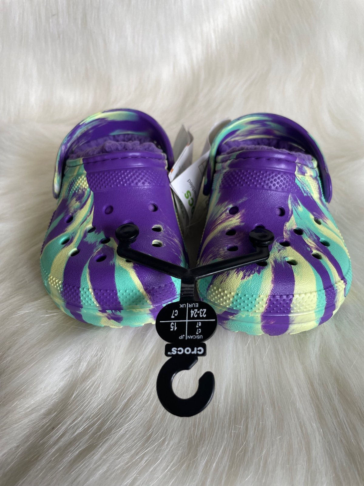 NEW Crocs Classic fur lined marble c 7 shoes