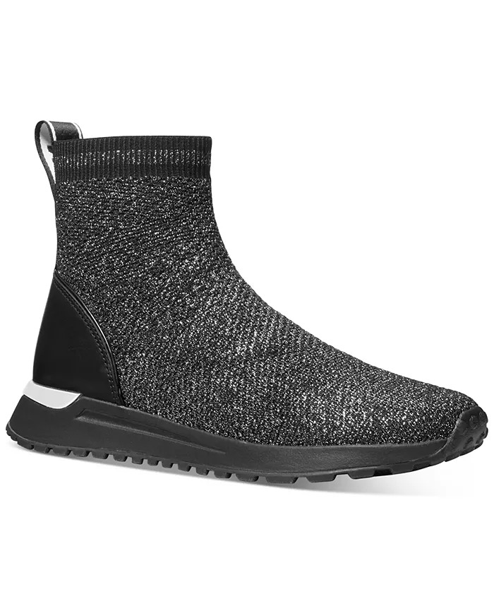 New Michael Kors Size 7.5 MK Bodie Black Metallic Bootie Boots Sneakers Shoes