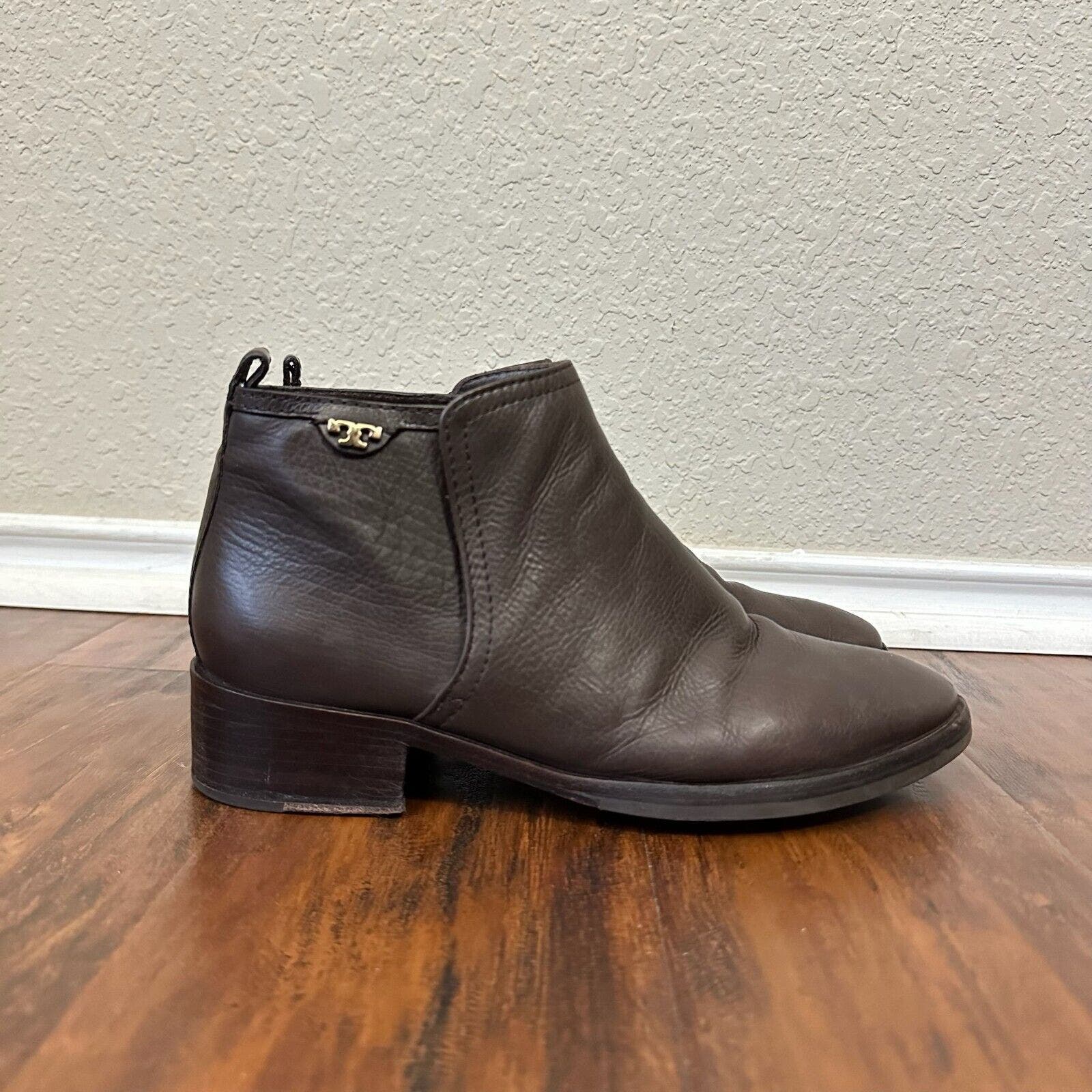 TORY BURCH Lexi Leather Ankle Boots Booties Pull On in Brown