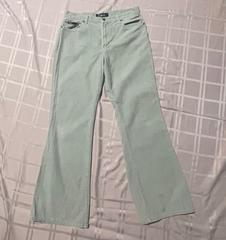vtg y2k 00s L.E.I. lei flared stretch corduroy pants jeans sz 13 Juniors tan