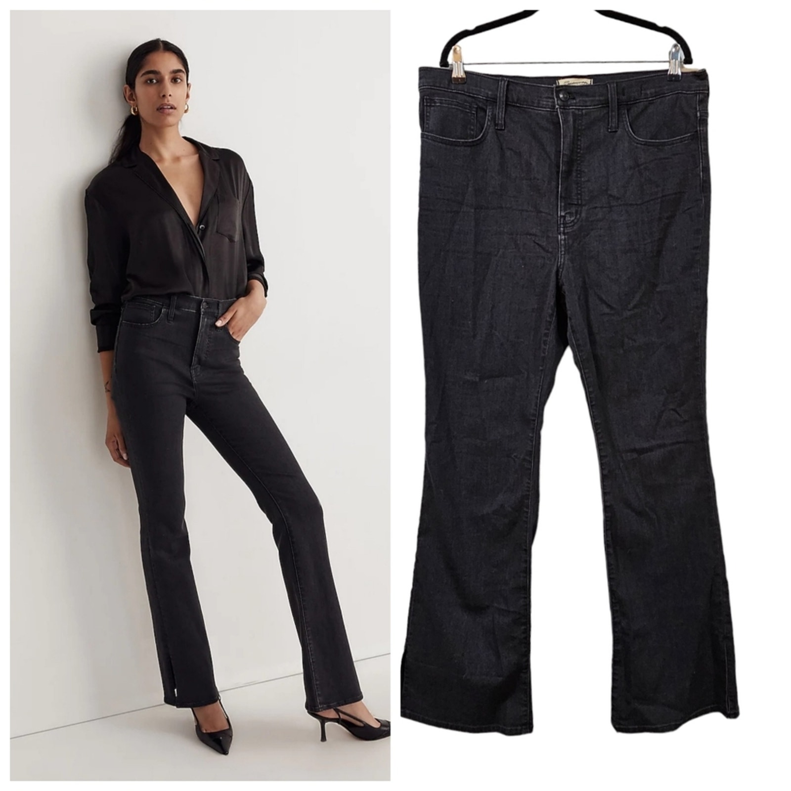NWT Madewell Skinny Flare Jeans in Bellhaven Wash: Slit-Hem Edition Size 32