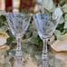 Fostoria Thistle Footed Wine Water 5 7/8” tall Clear Rare Vintage Signed Set 2