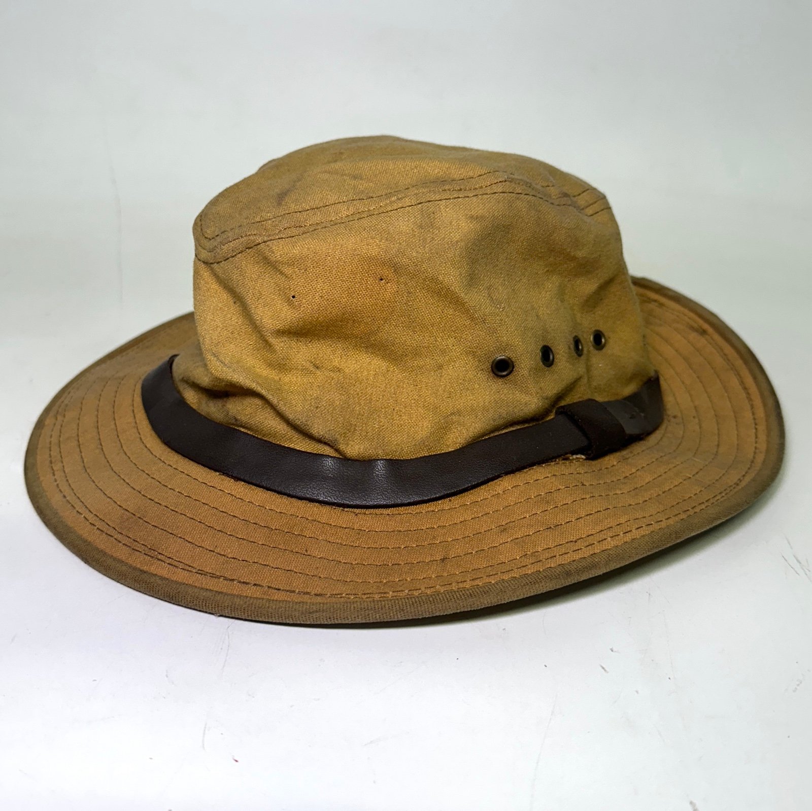 Vintage Genuine CC Filson Waxed Canvas Tin Cloth Packer Hat Size Large