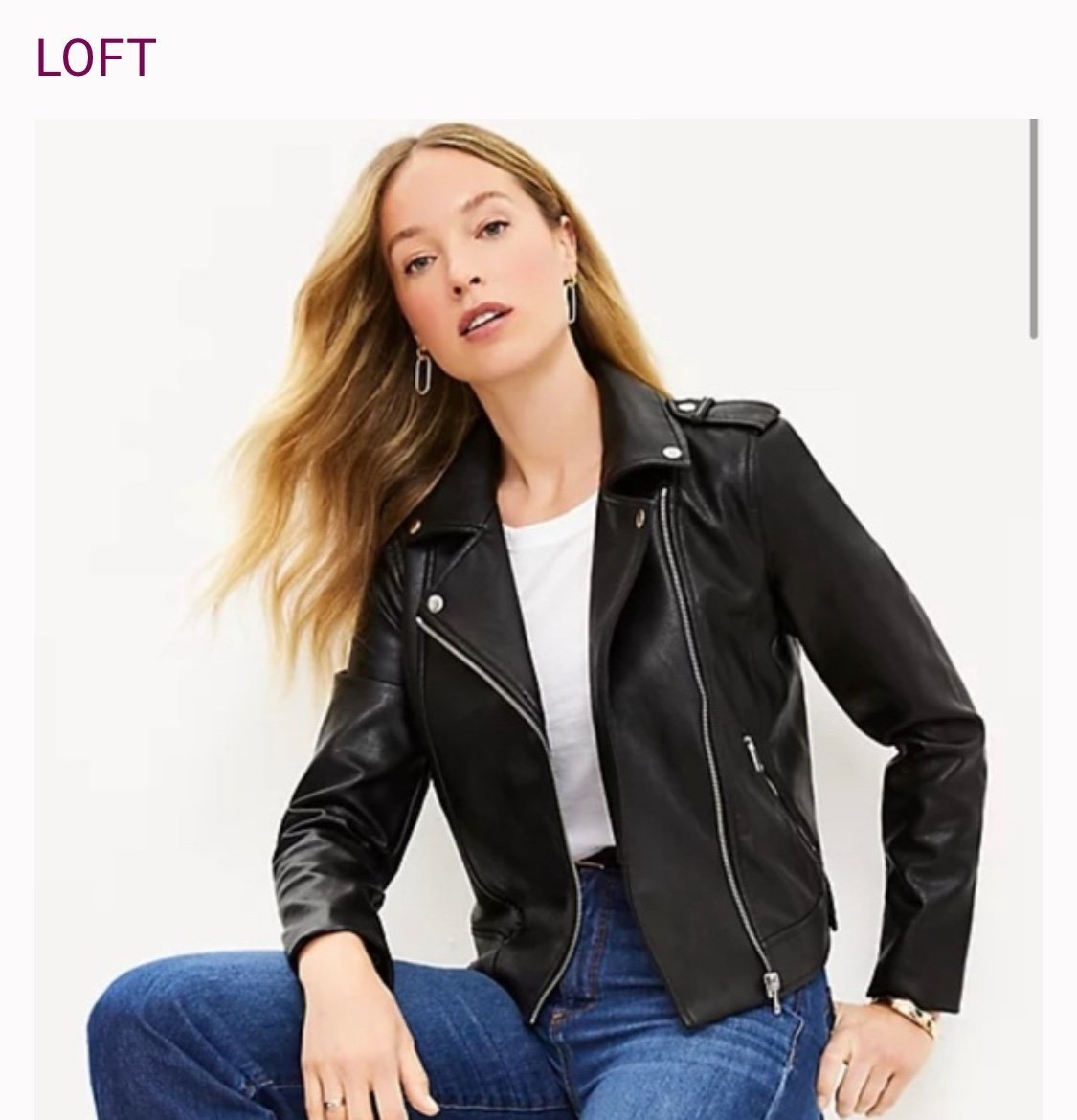 LOFT Pebbled Faux Leather Moto Jacket Size XL Black
