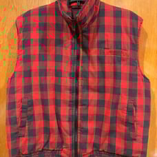 Branded Lion Quilted Buffalo Check Plaid Zip Up Vest ~ Red/Black ~ Men Large
