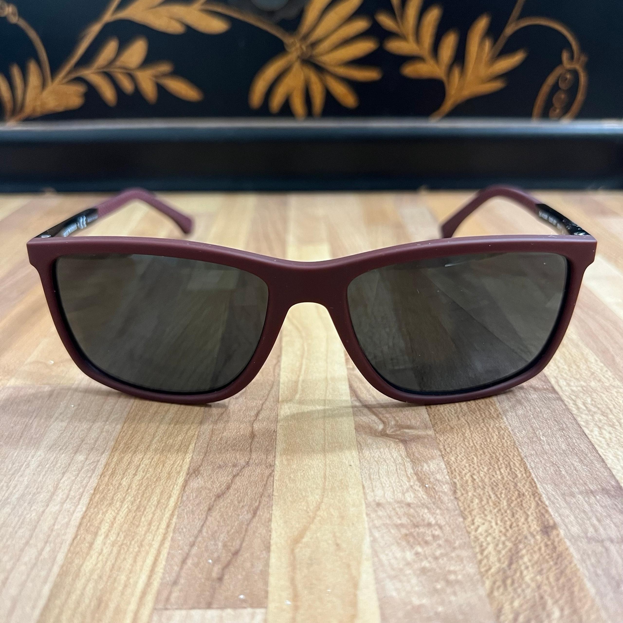 Emporio Armani Rubber Bordeaux Rectangle Sunglasses EA 4058 Mens