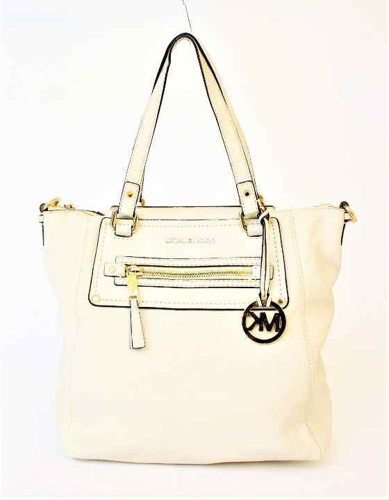 MICHAEL KORS...WHITE LEATHER MEDIUM SIZE SATCHEL HANDBAG