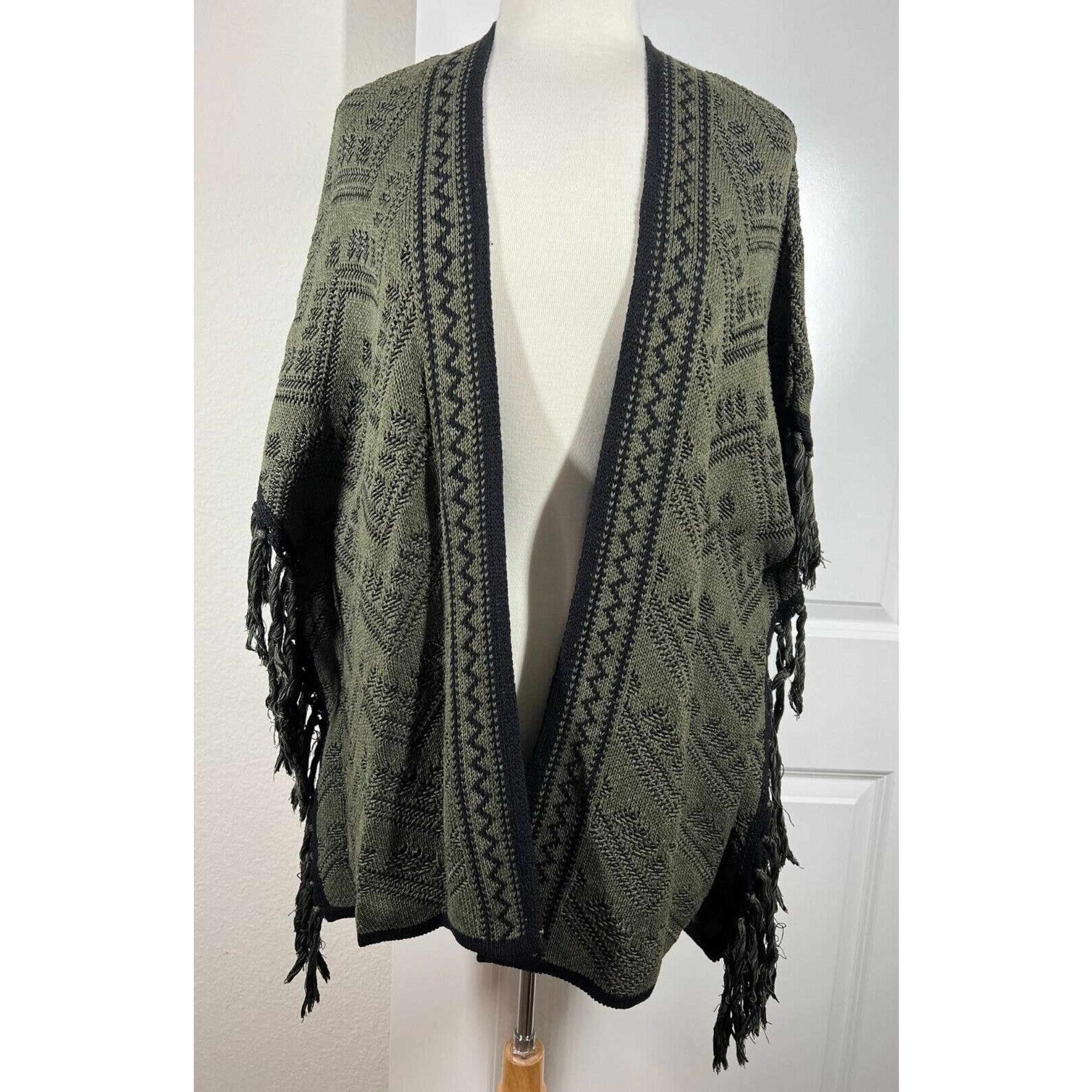 The Limited Fringe Open Poncho Cardigan Sweater Womens Small Boho Southwestern