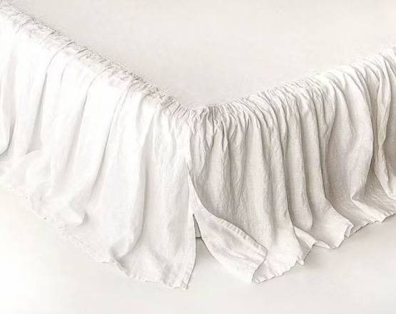 Linen Dust Ruffle Bed Skirt Stone Washed Super Soft Queen King Twin Full Double