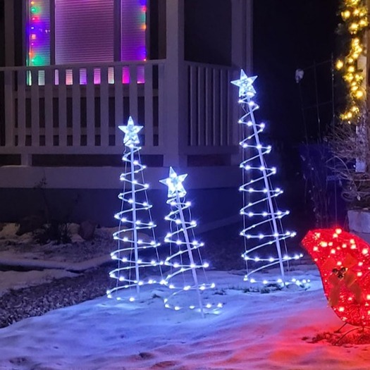 3 Packs Christmas Spiral Tree Yard Light 218 Pre-Lit LED Cool White Lights