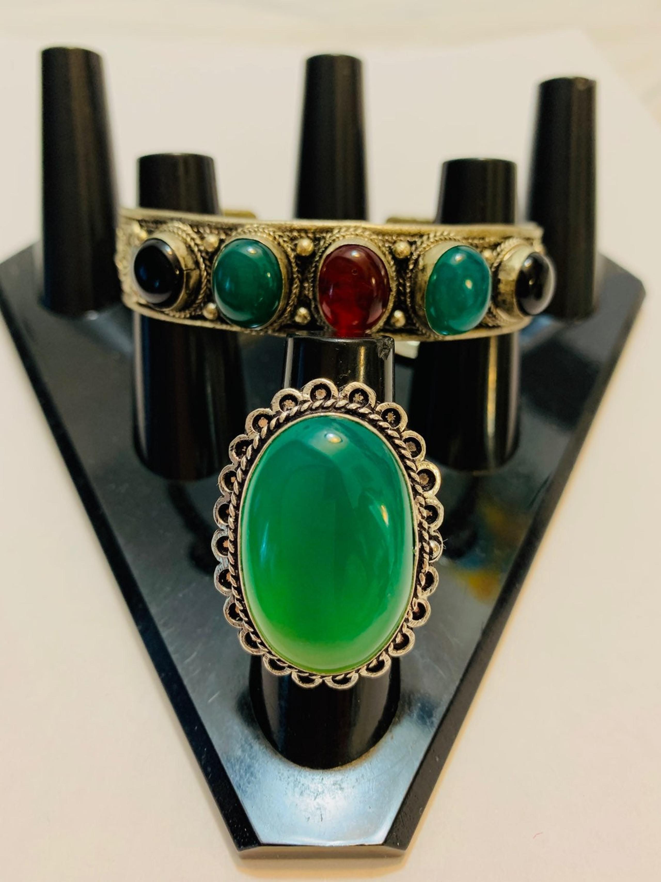 Multicolor Cuff Bracelet With Ring Set