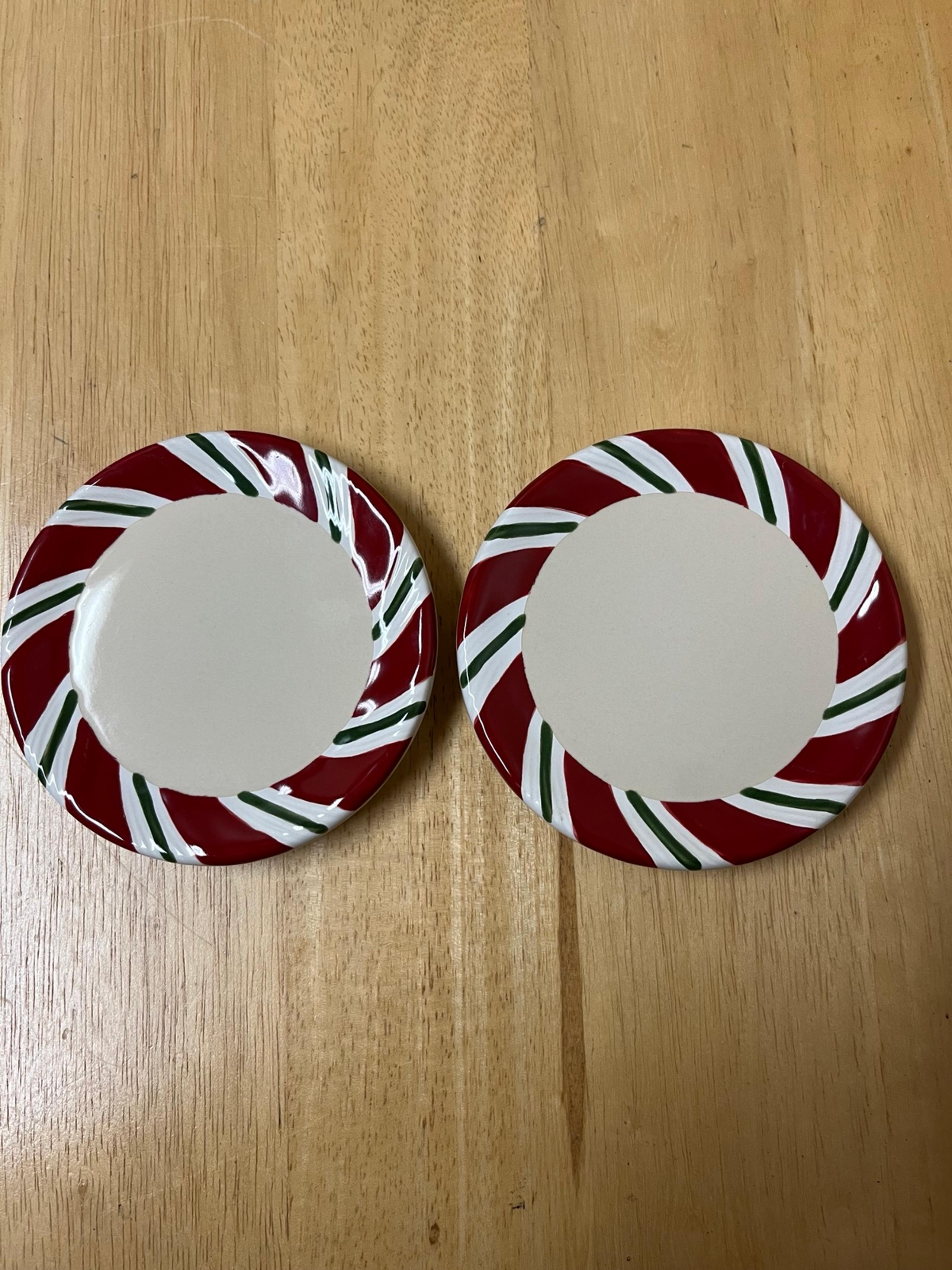 Longaberger Pottery Peppermint Twist Coasters- Set of 2