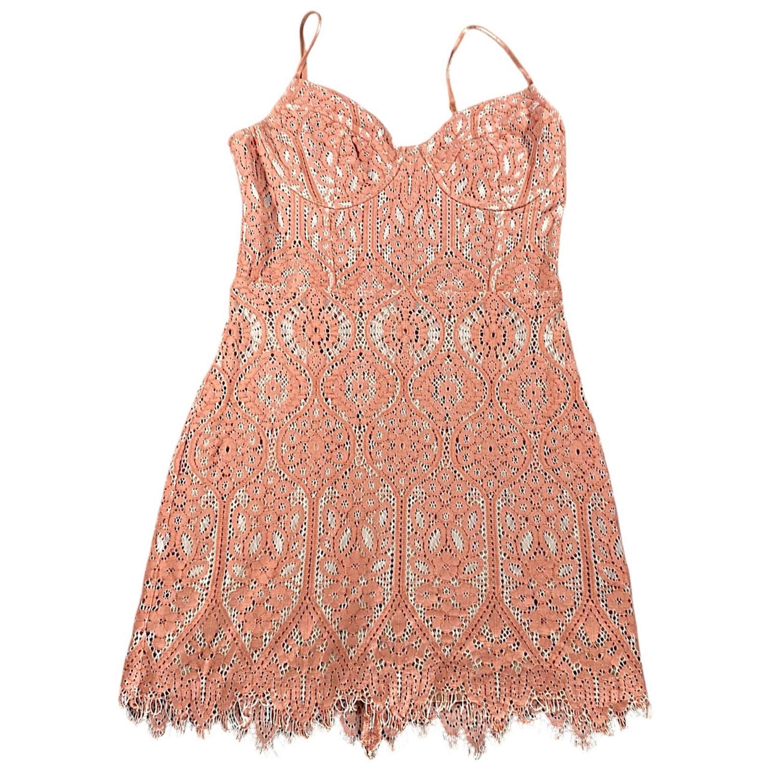 Express Dress M Pink Lace Sheath Bodycon Mini Corset Cocktail Summer Cruise
