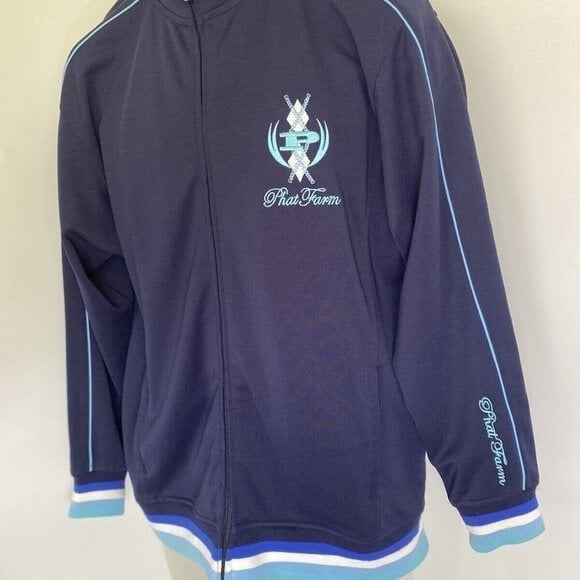Vintage Phat Farm Full Zip Jacket Mens XL Blue Y2K Streetwear Hip Hop Big Logo